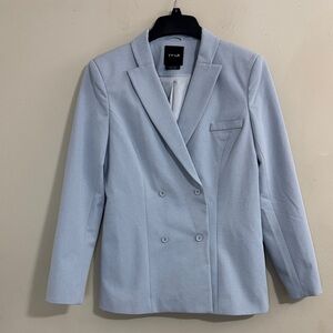 TY-LR Women's Light Blue Double Breasted Blazer size XL Career Spring Minimalist